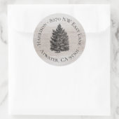 素朴クリスマスツリーラウンド差出人住所ラベル ラウンドシール (バッグ)