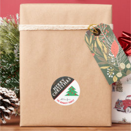 素朴クリスマスツリーレッドファミリークリスマスホリデー ラウンドシール