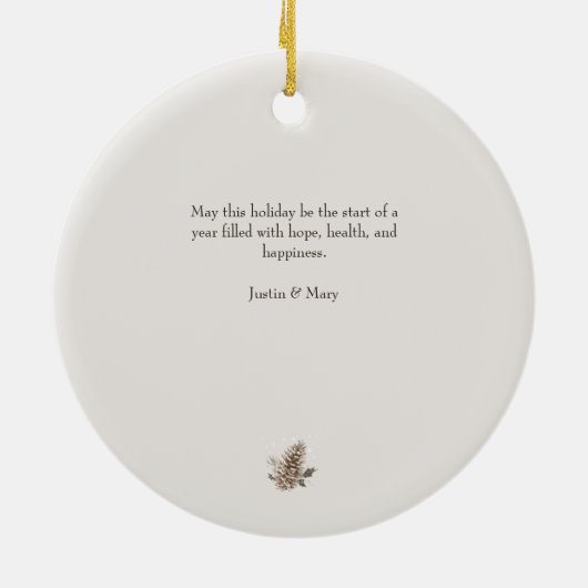 素朴クリスマスツリー付きウッドランドベア セラミックオーナメント (裏面)