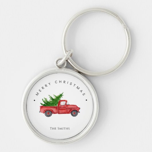 素朴クリスマスツリー付きレッドウォーター色トラック キーホルダー (正面)