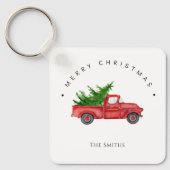 素朴クリスマスツリー付きレッドウォーター色トラック キーホルダー (正面)