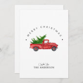 素朴クリスマスツリー付きレッドウォーター色トラック シーズンカード (正面/裏面)