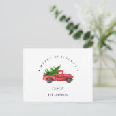 素朴クリスマスツリー付きレッドウォーター色トラック シーズンポストカード (スタンド正面)