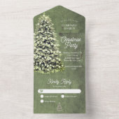 素朴クリスマスツリー会社パーティーホリデーグリーン オールインワン招待状 (内側)
