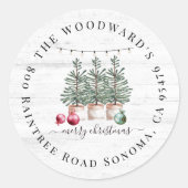 素朴クリスマスツリー差出人住所シール ラウンドシール (正面)