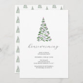 素朴クリスマスツリー引っ越し祝いパーティーパーティー 招待状 (正面/裏面)