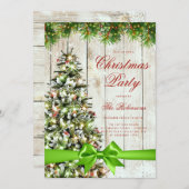 素朴クリスマスツリー招待状プログラムメニュー緑 招待状 (正面/裏面)