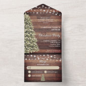 素朴クリスマスツリー文字列ライト会社パーティー オールインワン招待状 (内側)