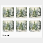 素朴クリスマスツリー スクエアシール (シート)