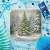 素朴クリスマスツリー ペーパープレート (パーティー)