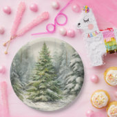 素朴クリスマスツリー ペーパープレート (パーティー)