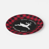 素朴クリスマスディアレッドブラックバッファローチェック ペーパープレート (アングル)