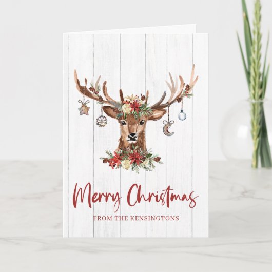 素朴クリスマストナディアアントラーオーナメントホリデー シーズンカード (正面)