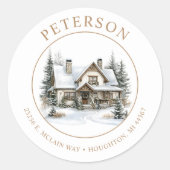 素朴クリスマスニューホーム差出人住所ラベル ラウンドシール (正面)