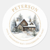 素朴クリスマスニューホーム差出人住所ラベル ラウンドシール (正面)