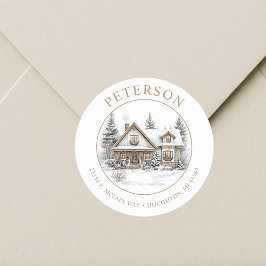 素朴クリスマスニューホーム差出人住所ラベル ラウンドシール