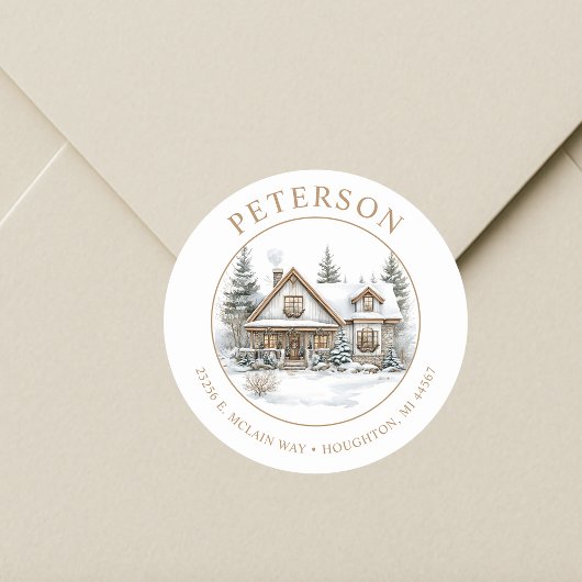 素朴クリスマスニューホーム差出人住所ラベル ラウンドシール