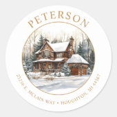 素朴クリスマスニューホーム差出人住所ラベル ラウンドシール (正面)