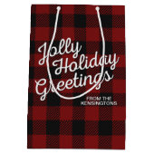 素朴クリスマスバッファロープレイドホリデーグリーティング ミディアムペーパーバッグ (裏面)