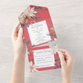 素朴クリスマスパインレッドディナー オールインワン招待状 (貼ってはがせる)