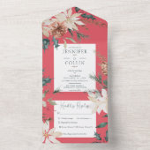 素朴クリスマスパインレッドディナー オールインワン招待状 (内側)