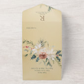 素朴クリスマスパイン金ゴールドディナー オールインワン招待状 (外側)