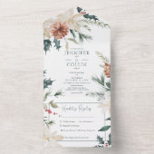 素朴クリスマスパイン&ベリーホワイトディナー オールインワン招待状 (内側)