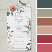 素朴クリスマスパイン&ベリーホワイトディナー オールインワン招待状