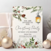 素朴クリスマスパーティの招待状水彩グリーン 招待状