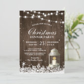 素朴クリスマスパーティーストリングライトホワイトランタン 招待状 (スタンド正面)