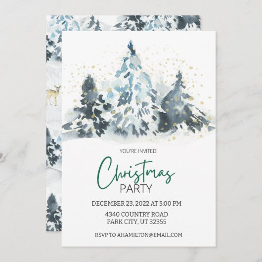 素朴クリスマスパーティーディアフォレスト招待状 招待状 (正面/裏面)