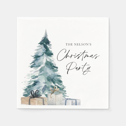 素朴クリスマスパーティーパーソナライズされた紙ナプキンス スタンダードカクテルナプキン (正面)