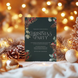 素朴クリスマスパーティー招待状ブラックホリデーテーマ シーズンカード