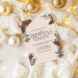 素朴クリスマスパーティー招待状 | タンホリデイテーマ シーズンカード