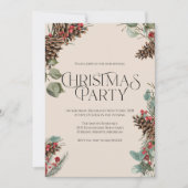 素朴クリスマスパーティー招待状 | タンホリデイテーマ シーズンカード (正面)