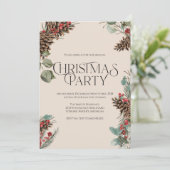 素朴クリスマスパーティー招待状 | タンホリデイテーマ シーズンカード (スタンド正面)