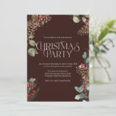 素朴クリスマスパーティー招待状 | ブルガンディホリデー シーズンカード (スタンド正面)