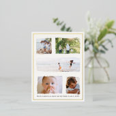 素朴クリスマスファミリーフォトコラージュ金箔 箔シーズンポストカード (立ち正面)