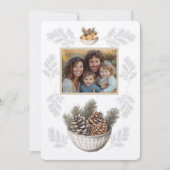 素朴クリスマスファミリー写真松の枝コーン シーズンカード (正面)