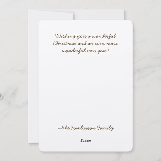 素朴クリスマスファミリー写真松の枝コーン シーズンカード (裏面)