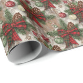 素朴クリスマスファームハウスコージーホリデー ラッピングペーパー (ロールコーナー)