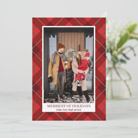 素朴クリスマスファームハウスフランネルホリデーポト シーズンカード (スタンド正面)