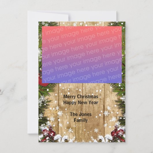 素朴クリスマスフォトフラットホリデーカード シーズンカード (正面)