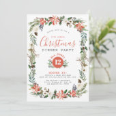 素朴クリスマスフラワーフレームパーティの招待状 招待状 (スタンド正面)