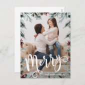 素朴クリスマスフレームフォトホリデー葉書 シーズンポストカード (正面/裏面)
