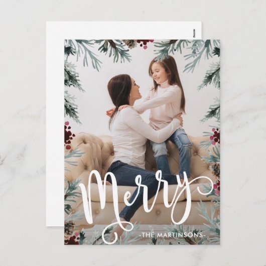 素朴クリスマスフレームフォトホリデー葉書 シーズンポストカード (正面/裏面)