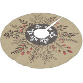 素朴クリスマスフローラスノーフレークホリデー ブラッシュドポリエステルツリースカート (アングル)