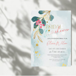 素朴クリスマスブライダルシャワー – ホリデーウィンターグレ 招待状