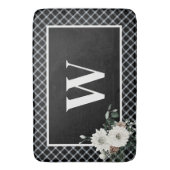 素朴クリスマスブラック&ホワイトモノグラムパイン バスマット (正面縦)