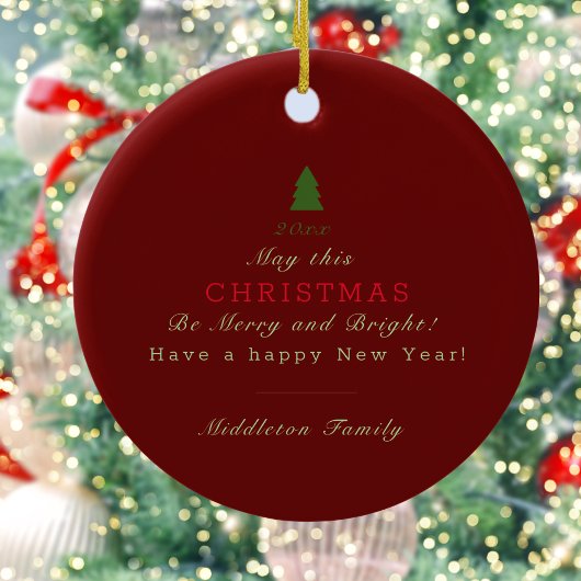 素朴クリスマスプレッドレッドモノグラム名ホリデー セラミックオーナメント